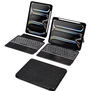 Keyboard Folio for iPad Pro 11-inch (M4) 2024 Case Detachable  7 Color Backlight